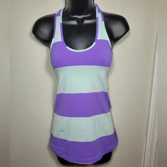 Lululemon Cool Racerback Bold Stripe Power Purple sz 2 - Picture 3 of 6